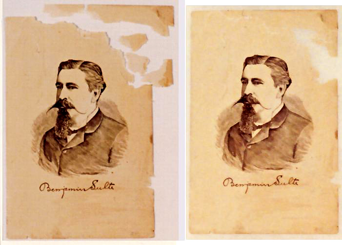 historical document before and after restoration