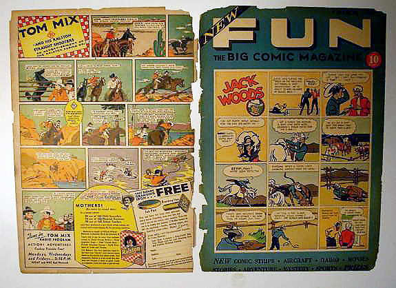 new fun comics 2 front and back cover before restoration