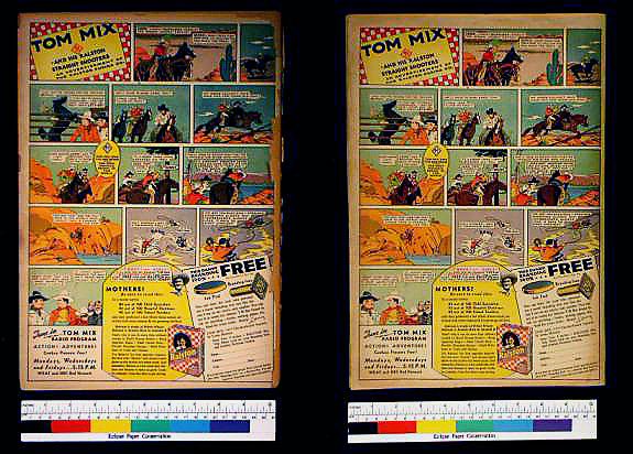 new fun comics 2 back cover before and after restoration
